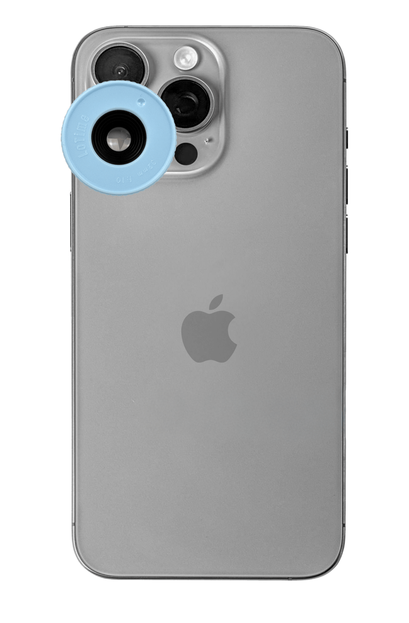 LoTime lens in Malibu blue on an iPhone
