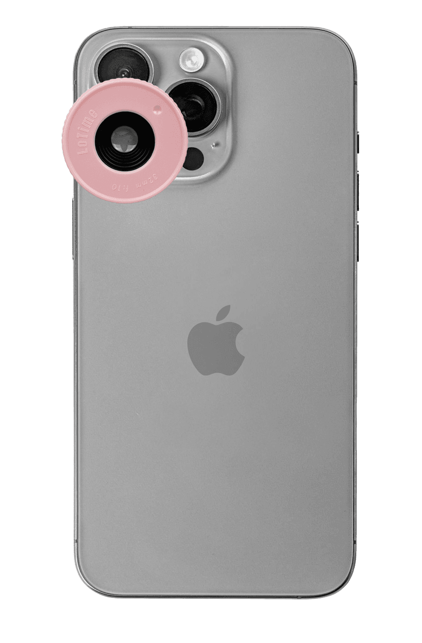 LoTime lens on iPhone in Pink lemonade