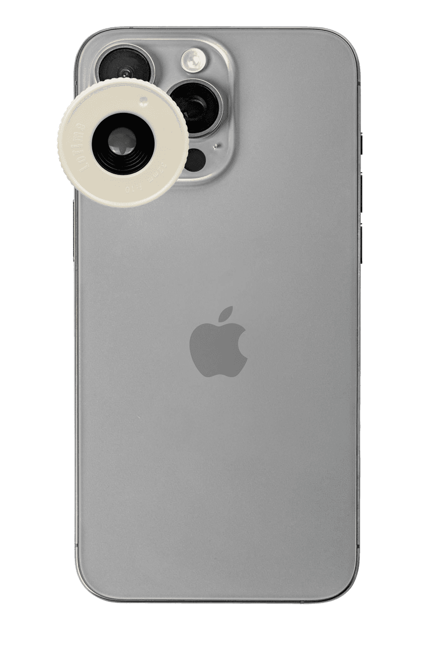 LoTime lens on iPhone in Sand white